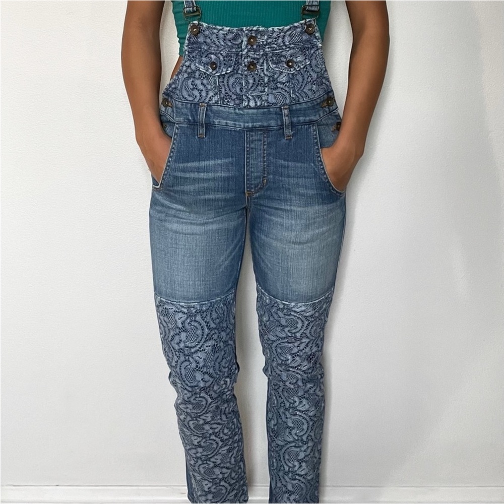 Guess Lace Patterned Blue Denim Women’s Overalls